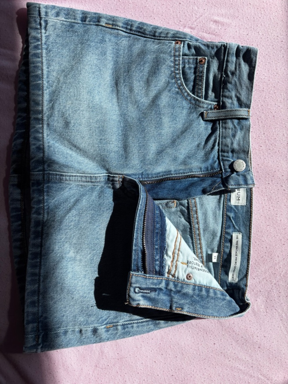 Aritzia Light Blue Denim Mini Skirt